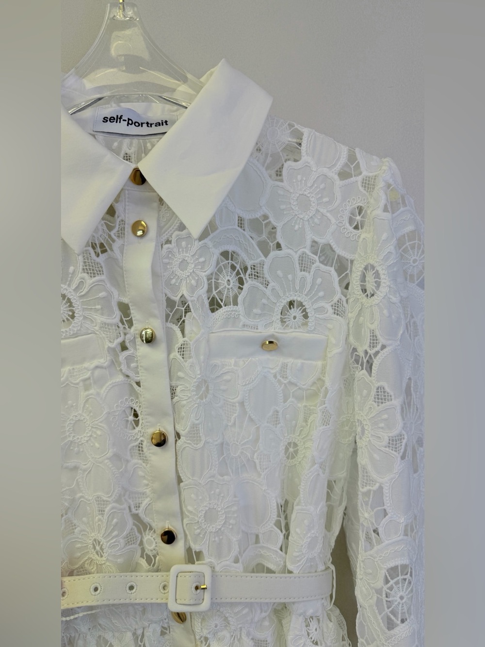 NWOT Self-Portrait White Lace Button-Front Maxi Dress, Size US 0/2/4/6/8 - Picture 8 of 8